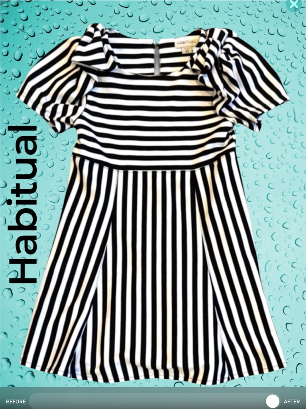Habitual -Sz4T- Black & White Striped Girls' Dress